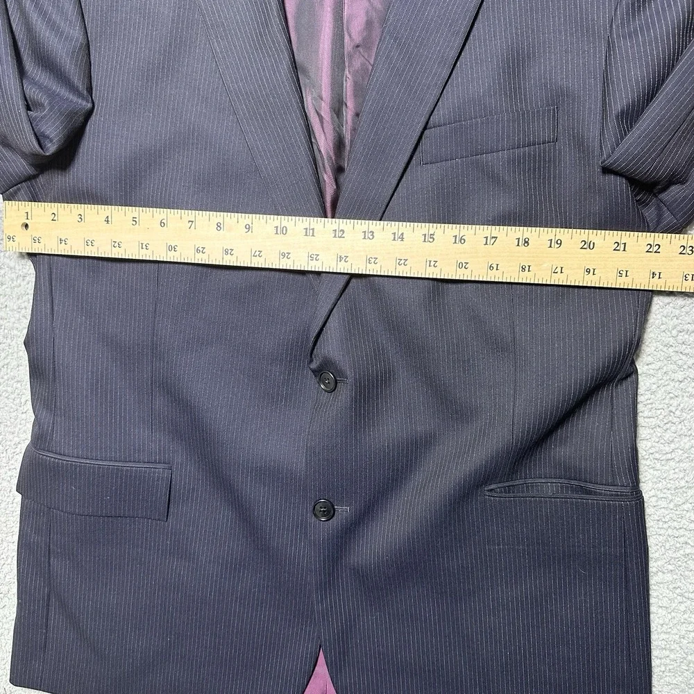 Brooks Brothers Blazer Jacket 46L Navy Blue Pinstripe 100% Wool Business‎ Suit